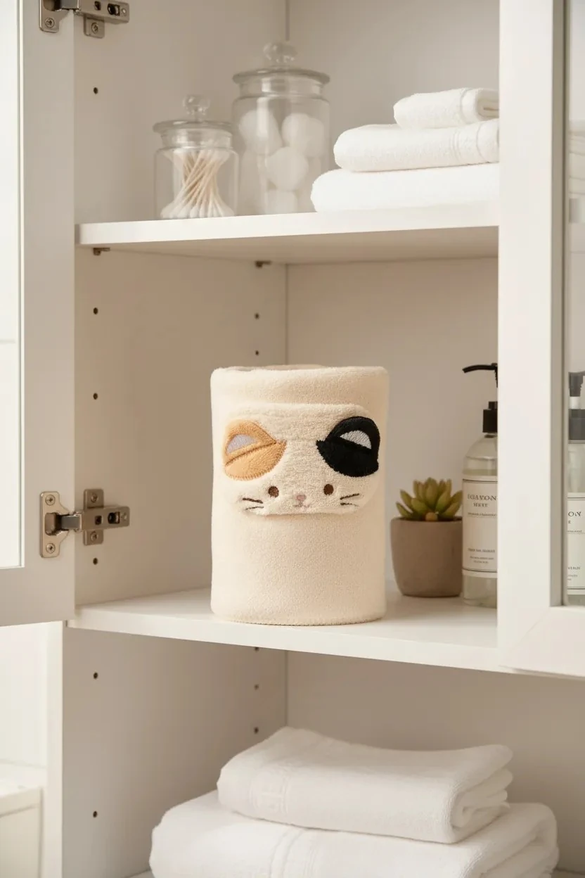 Sevimli Hayvanlar Serisi Emici Saç Havlusu (Kedi)