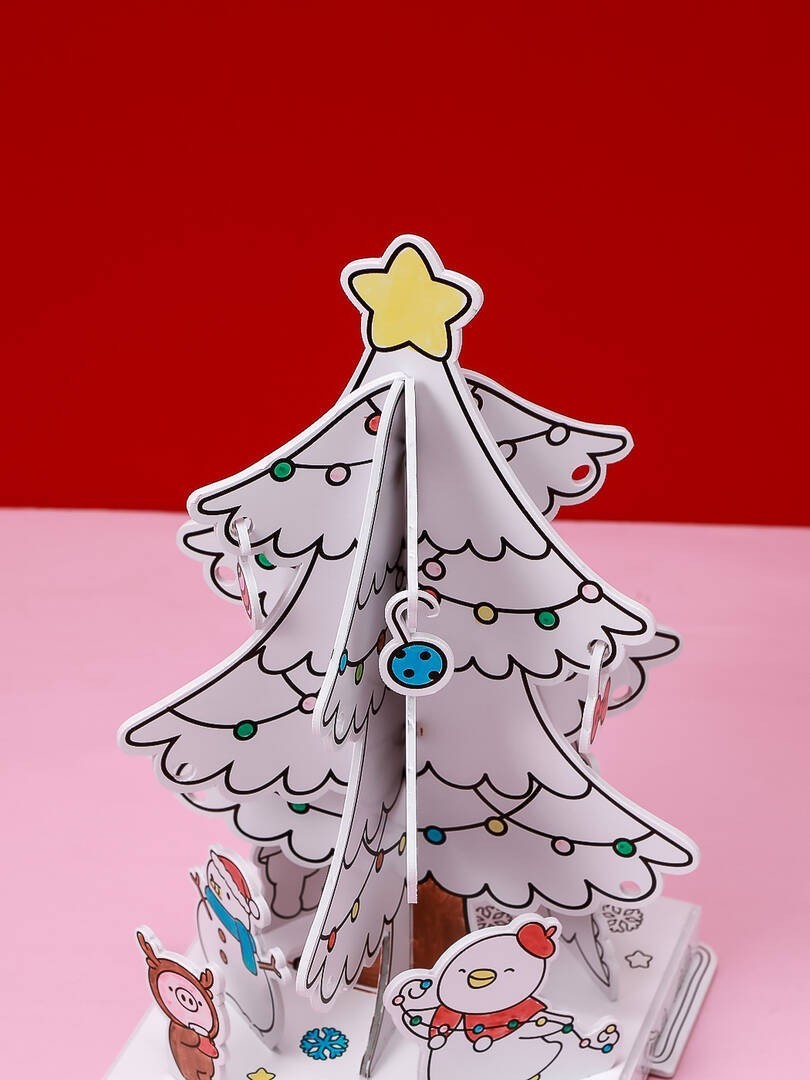 5 Renkli İşaretli Noel Ağacı Boyama 3D Yapboz