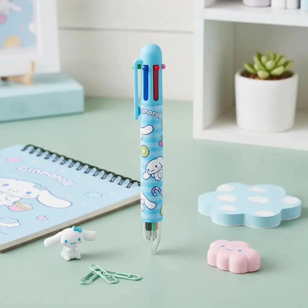 Sanrio Lisanslı Cinnamoroll 6 Renkli Çoklu Kalem 14 Cm – Eğlenceli Pratik Tasarım