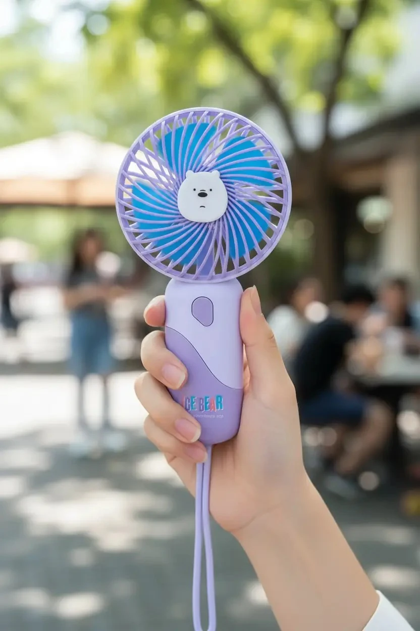 We Bare Bears Lisanslı Kutup Ayısı Mini Fan 16.5 cm - Taşınabilir ve Kompakt El Fanı Serinletici