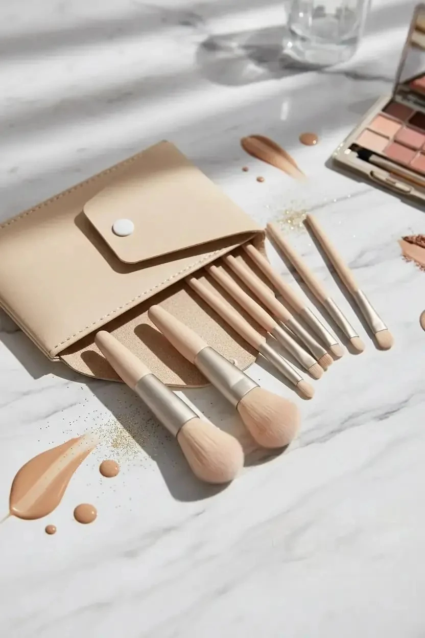 Miniso Lisanslı Taşınabilir Makyaj Fırçası Seti 8 Parça – Saklama Çantalı 18,5 Cm