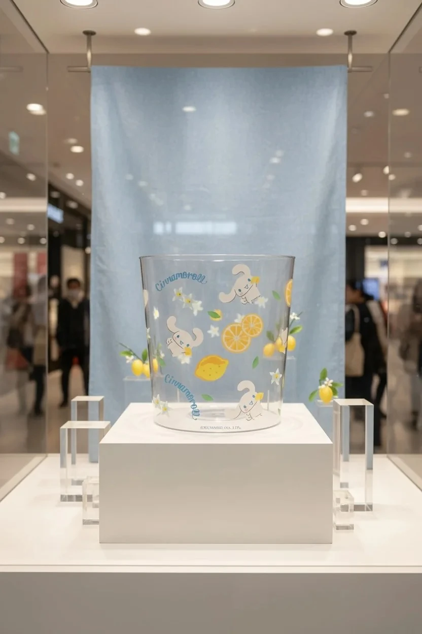 Sanrio Lisanslı Çiçek Desenli PET Şeffaf Çöp Kovası (L) - Cinnamoroll