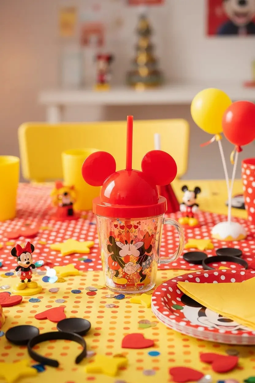 Mickey Mouse Lisanslı Kapaklı Ve Pipetli Bardak
