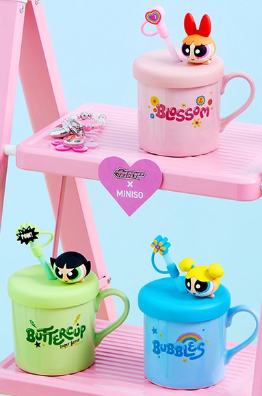 Powerpuff Girls Lisanslı  Süslemeli ve Pipetli Seramik Kupa