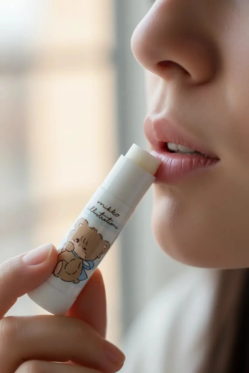 Mikko Lisanslı Çilek Aromalı Nemlendirici Lip Balm Latte Ayıcık Karakterli 11 cm