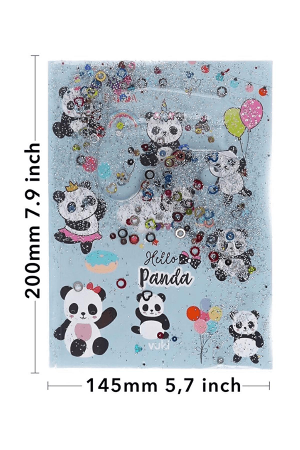 Vuki Panda Simli Ve Sulu Kapaklı Rengarenk Sayfalı Mini Defter