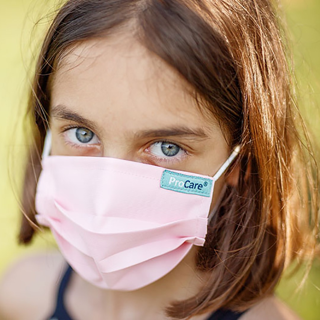 Antiviral Yıkanabilir Tam Koruyucu Çocuk Pembe Ağız Maskesi 5-14 Yaş