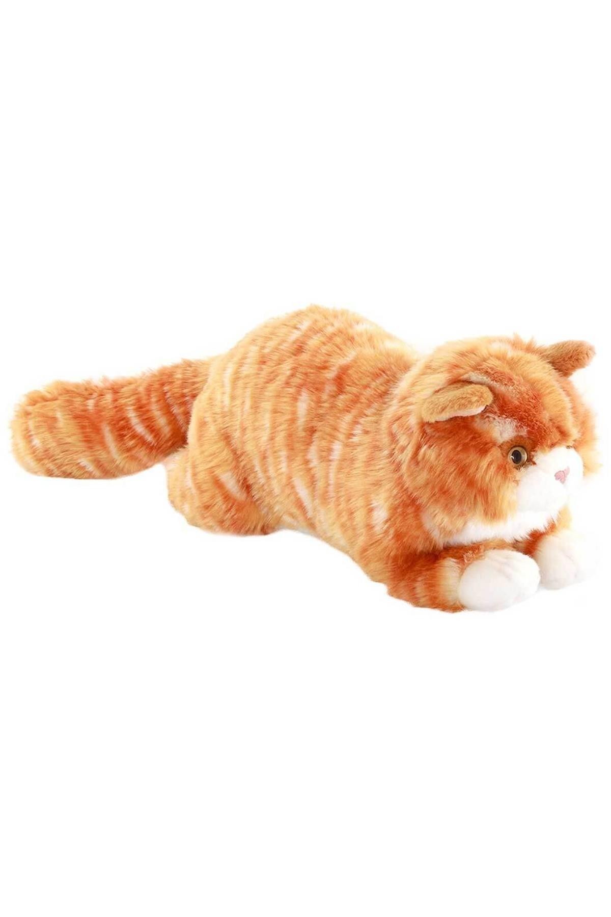Yatan Tekir Kedi Peluş 34Cm