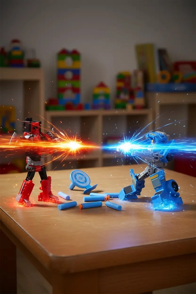 Miniso Lisanslı Transformation Seti – Mavi Robot ve Kırmızı Tabanca İçerikli Dayanıklı PP Malzeme Aksiyon Oyuncak Seti 39.5 Cm