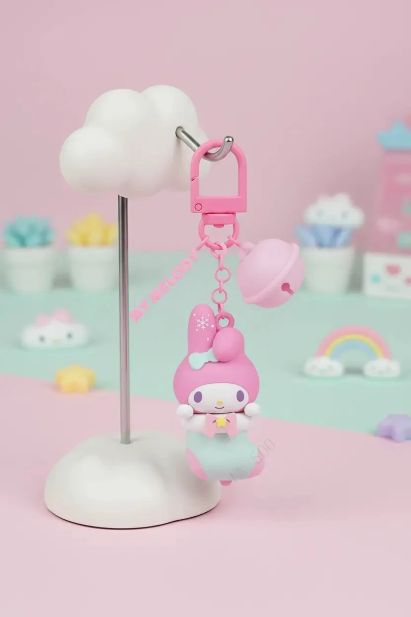 Sanrio Lisanslı Kış Serisi Işıklı Anahtarlık – My Melody Temalı Figürlü Çanta Aksesuarı ve Hediyelik