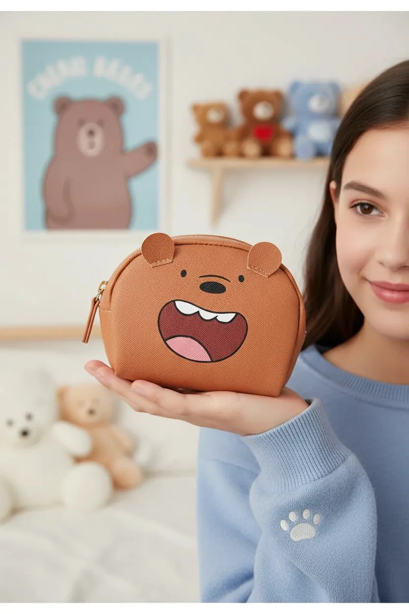 We Bare Bears Lisanslı Oval Mini Çanta - Boz Ayı