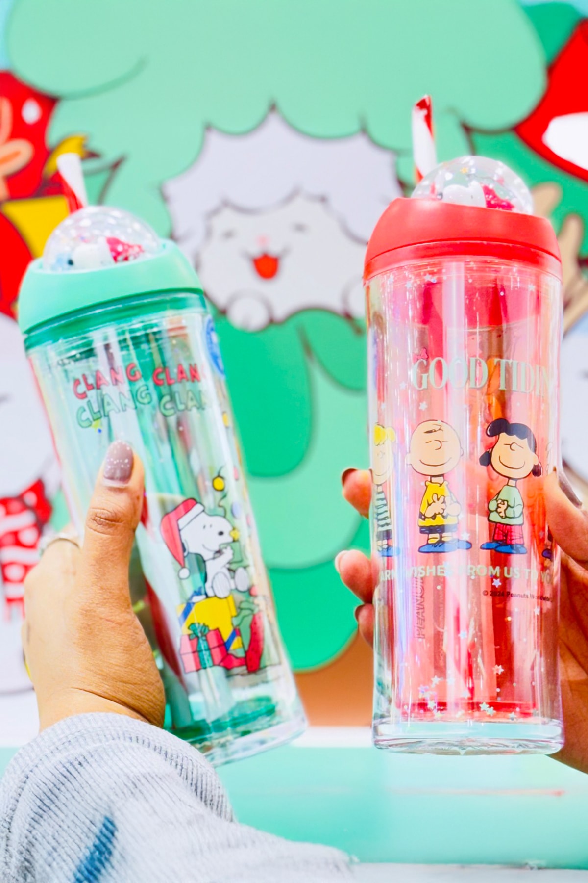 Snoopy Lisanslı Yılbaşı Koleksiyonu Pipetli Ve Dönen Toplu Şişe (Outlet)