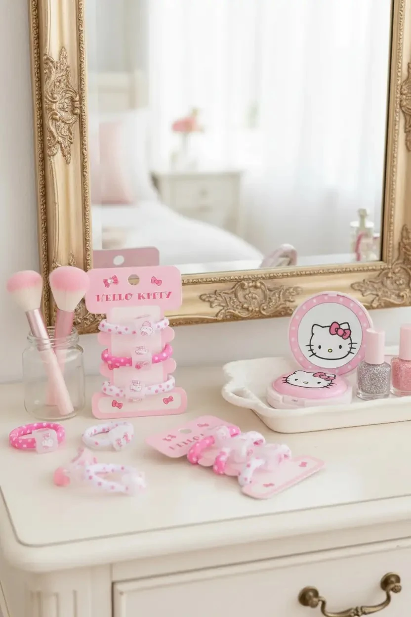 Sanrio Lisanslı Hello Kitty Zar Figürlü Saç Lastiği 11 Cm – 3 Adet Renkli Sevimli Set