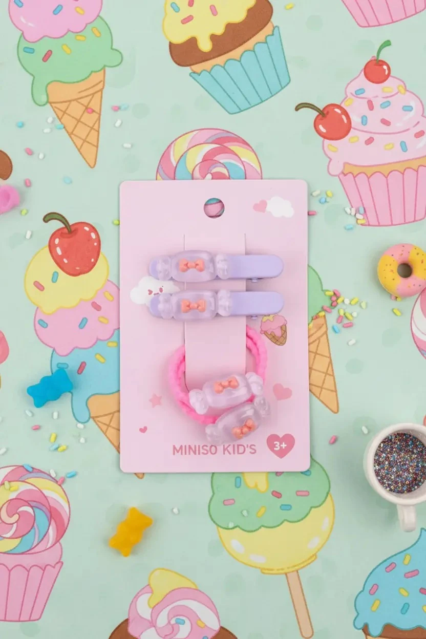 Eğlence Serisi Fiyonk Figürlü 4'lü Saç Toka Seti - Zarif ve Renkli Stil