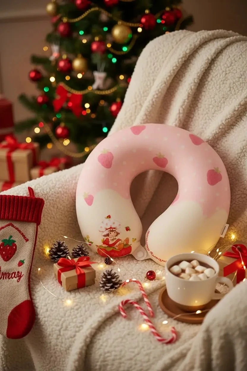 Çilek Serisi Hafızalı Sünger Boyun Yastığı