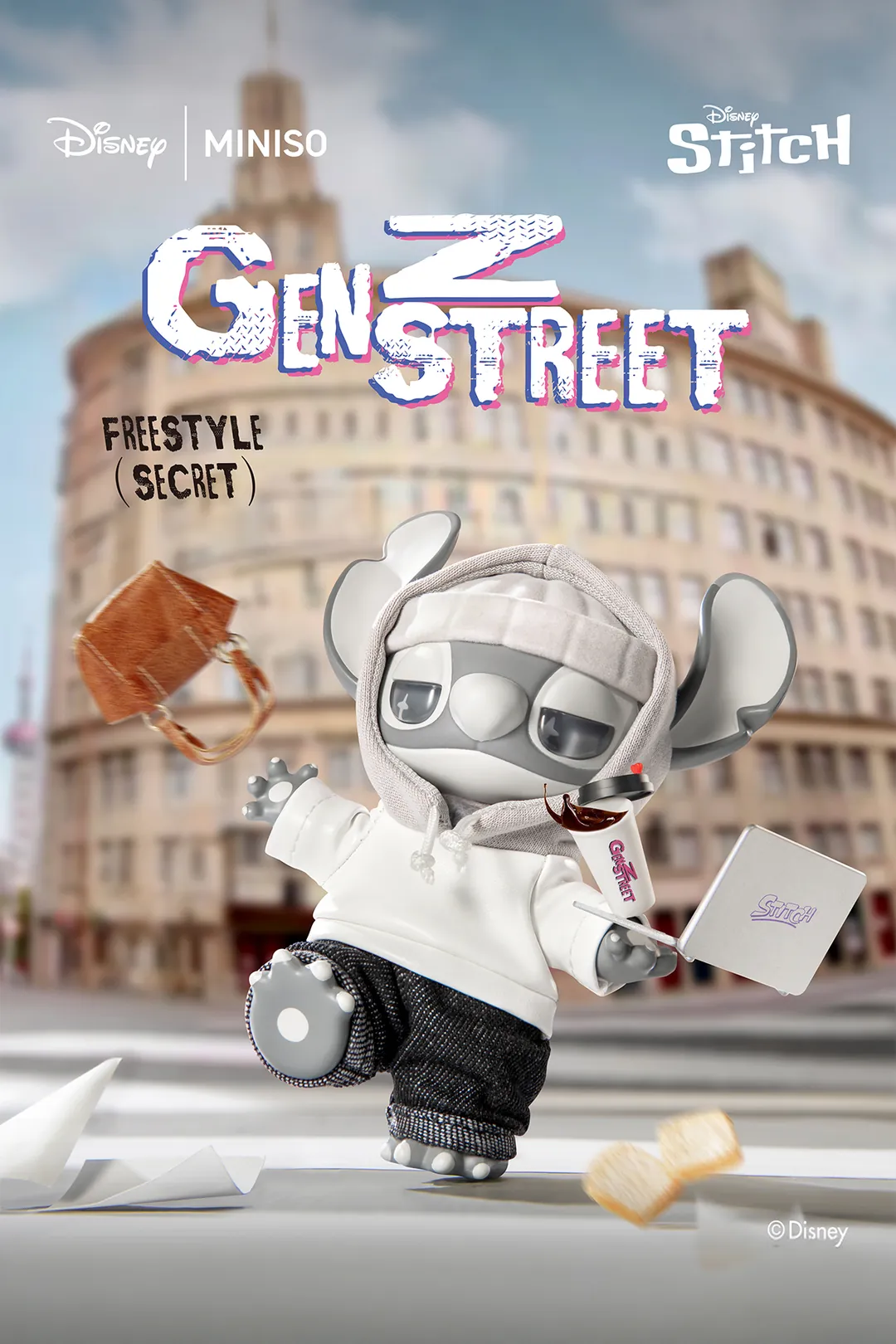 Miniso Disney Stitch GenZ Street スティッチ Disney Stitch Lisanslı GenZ Sokak Serisi Sürpriz Çanta Süsü