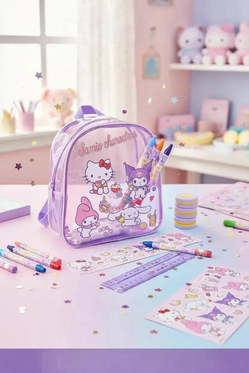 Sanrio Lisanslı Tatlı Serisi DIY Kendin Yap Sırt Çantası Seti – Kişiselleştirilebilir Tasarım ve Dayanıklı PVC EVA Malzeme Aktivite Seti 26 Cm