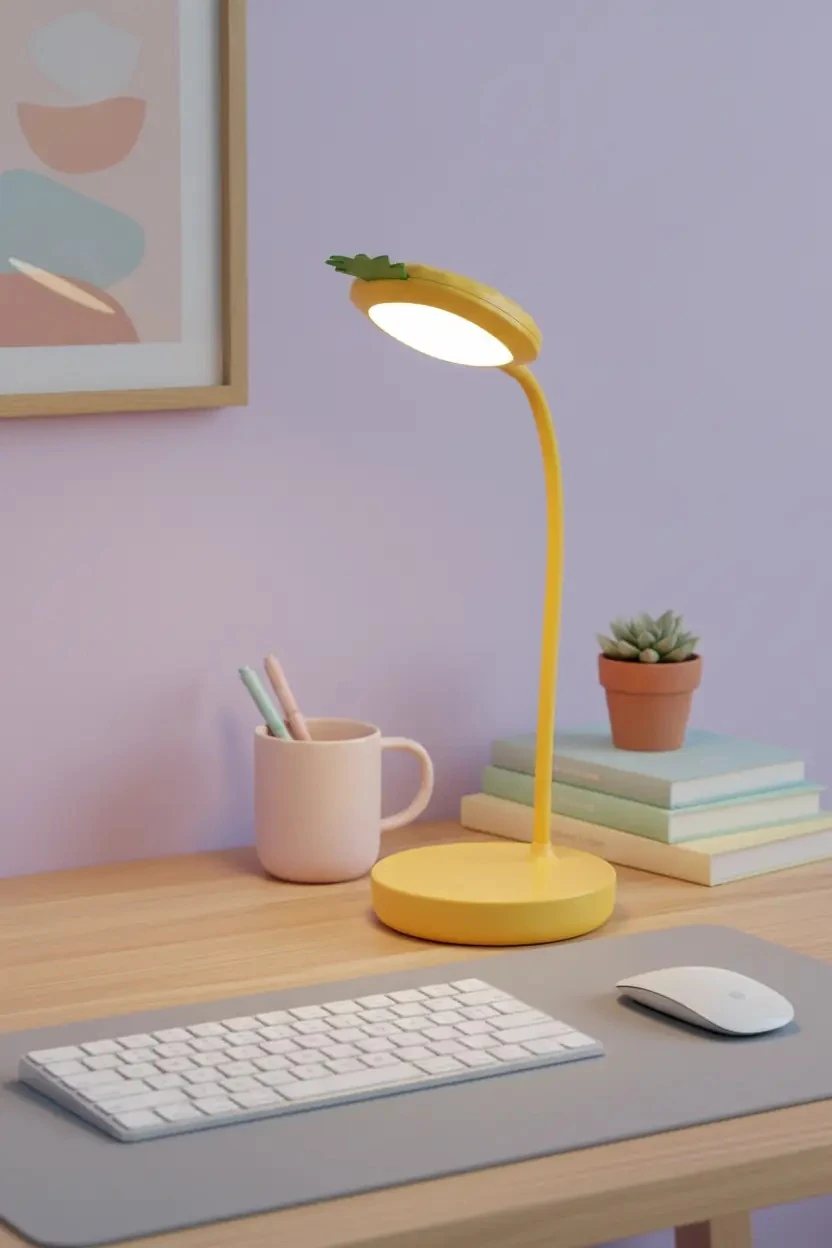 Miniso Lisanslı Ananas Şeklinde Şarjlı Masa Lambası – Esnek Boyunlu Kablosuz LED Aydınlatma 1 Cm