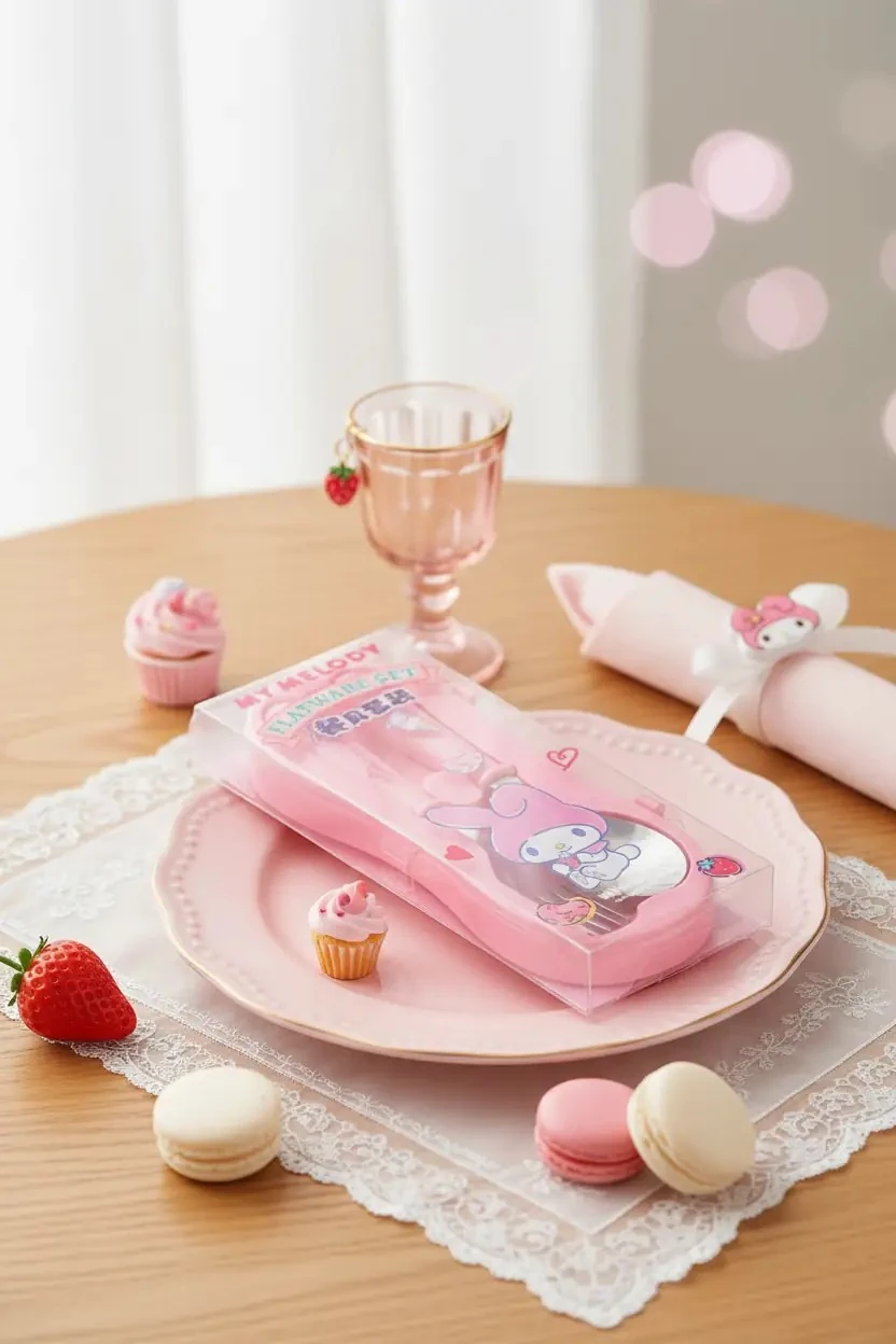 Sanrio Lisanslı My Melody Taşınabilir Çelik Çatal – Kutulu – Paslanmaz Çelik