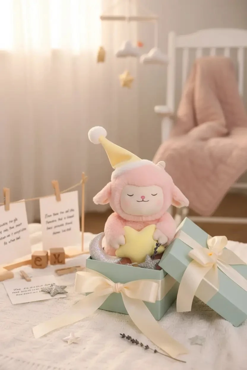 Miniso Lisanslı Kuzu Baa Uyuyan Kuzu Peluş Oyuncak – Yıldız Detaylı 28 Cm