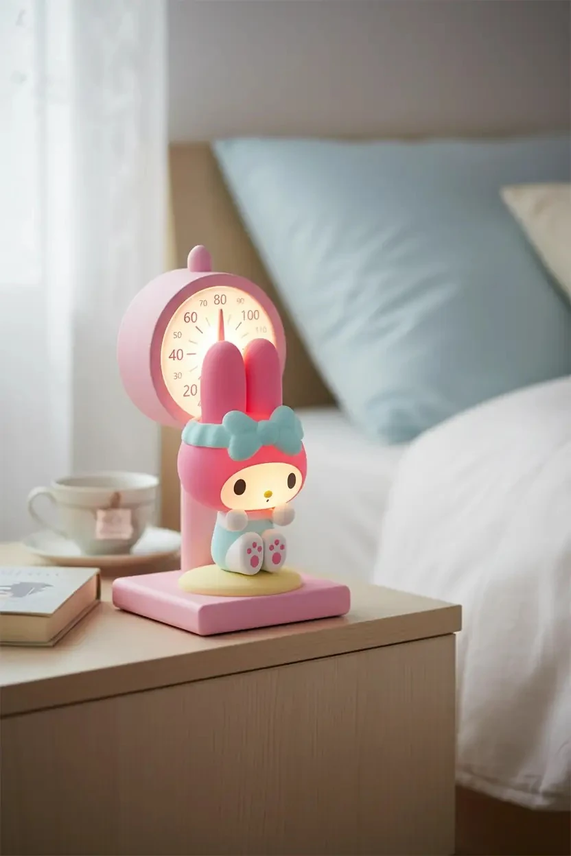 Sanrio Lisanslı My Melody LED Mini Gece Lambası – Pilli Dekoratif Masa Üstü Aydınlatma 8 Cm