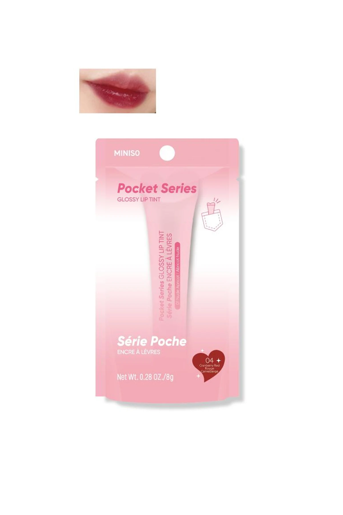 Pocket Serisi Parlak Lip Tint (04 Kızılcık Kırmızısı)