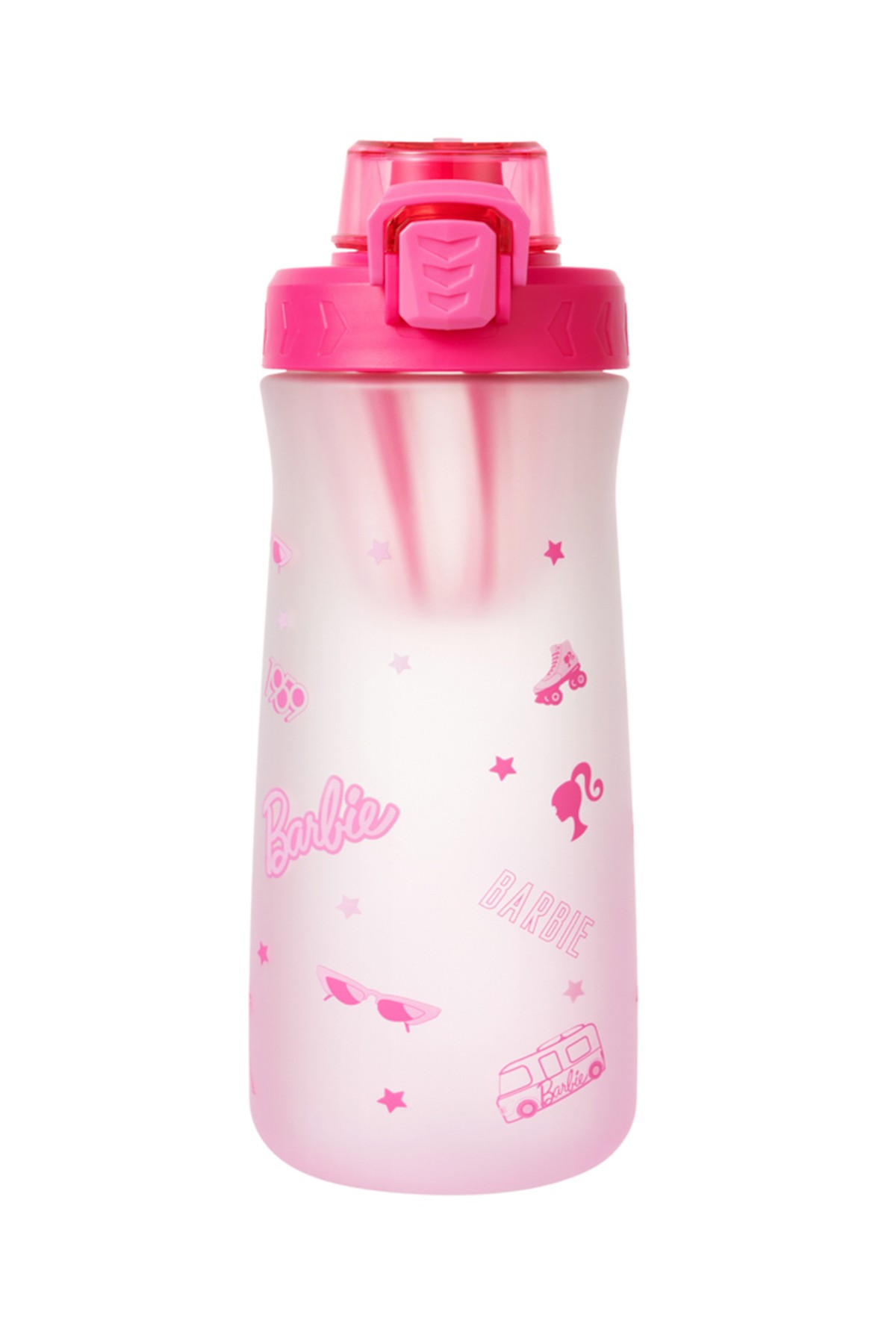 Barbie Lisanslı Pipetli Kapaklı Plastik Şişe 1000Ml - Pembe