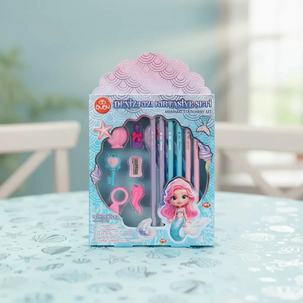 Bu-Bu Deniz Kızı Temalı Kırtasiye Seti – Sihirli ve Eksiksiz Okul Hazırlık Seti