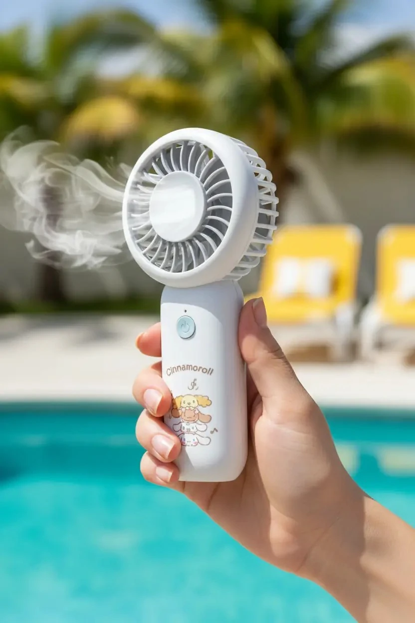 Sanrio Lisanslı Cinnamoroll 1200mAh Taşınabilir Mini Fan – Şarj Edilebilir El Fanı 13,6 Cm