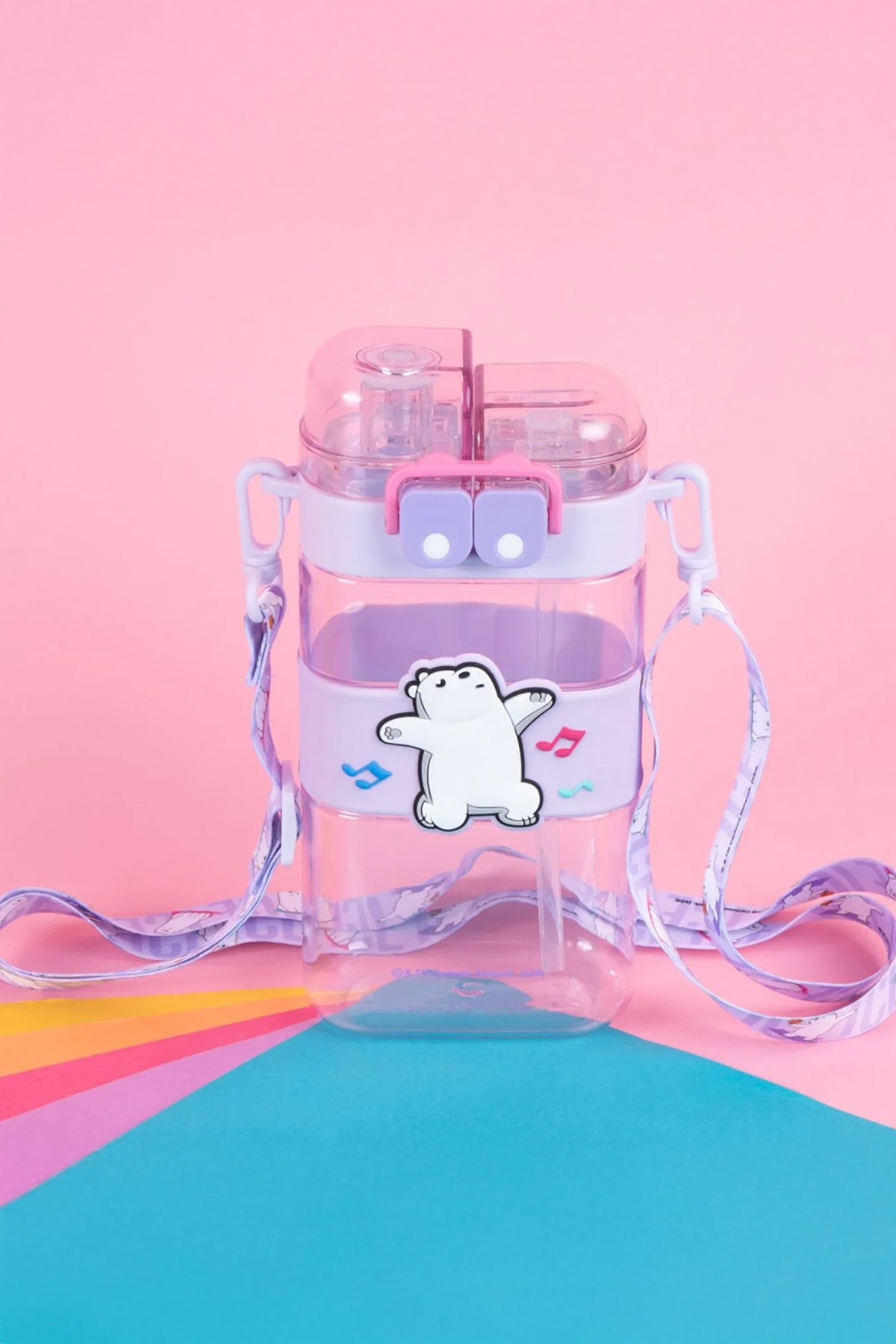 We Bare Bears Lisanslı Omuz Askılı Plastik Şişe (560ml) - Kutup Ayısı