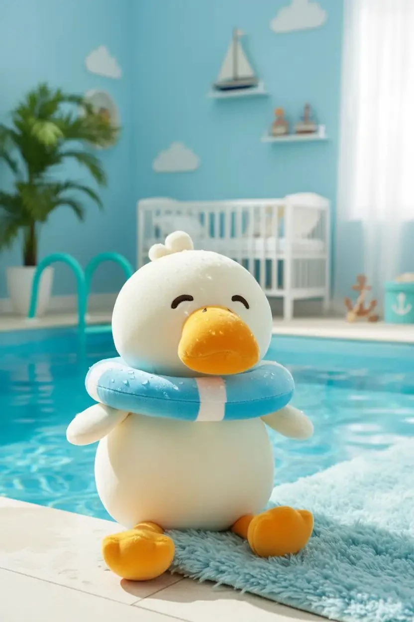 Miniso Lisanslı Dalış Ördeği Serisi Yüzme Simitli Peluş Oyuncak – 24 cm