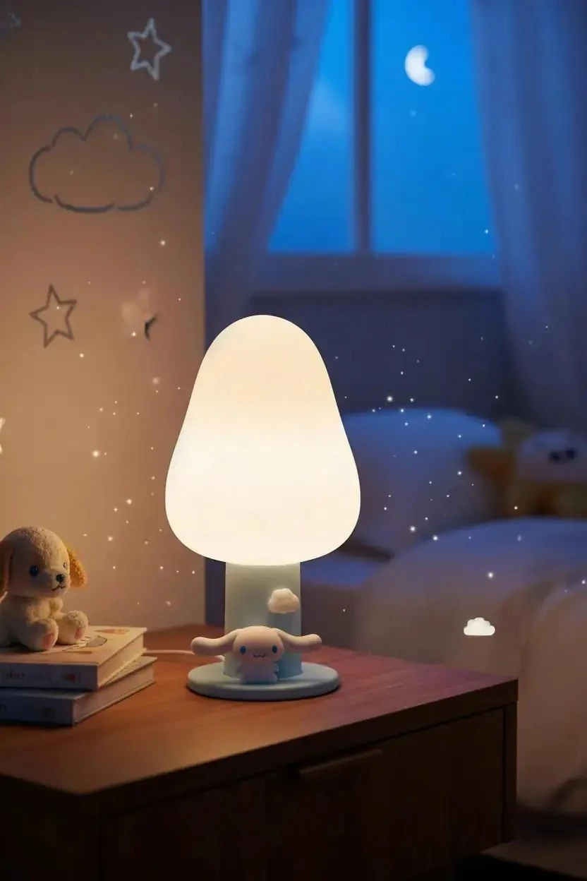 Sanrio Lisanslı Cinnamoroll LED Gece Lambası – Yumuşak Işıklı Mantar 10,5 Cm