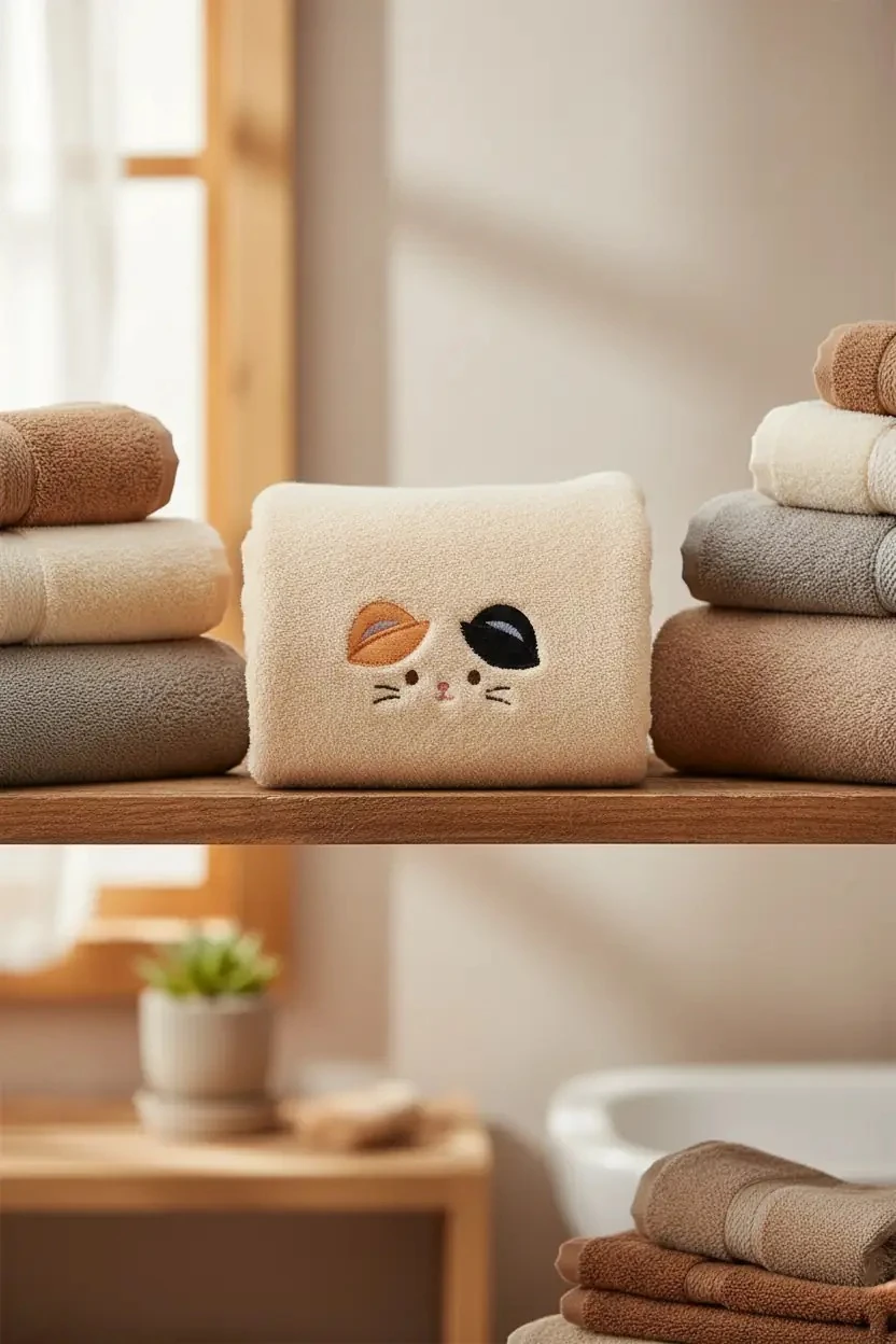 Miniso Lisanslı Sevimli Hayvanlar Serisi Kedi Emici Saç Havlusu – Hızlı Kuruyan Yumuşak Mikrofiber Saç Bonesi 80 Cm