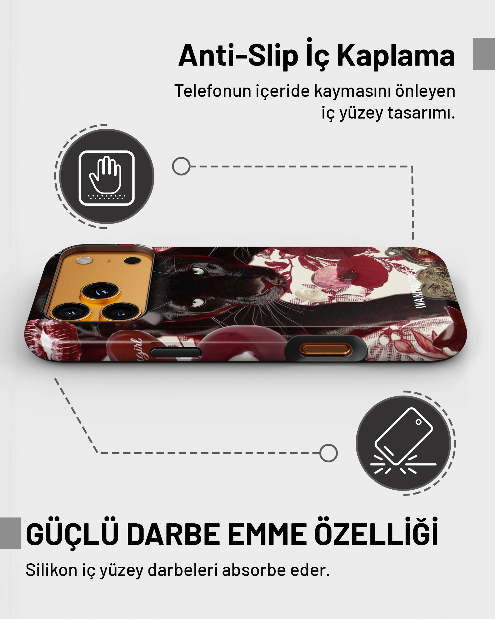 iPhone 14 MidNight Panther Essential Tough Telefon Kılıfı