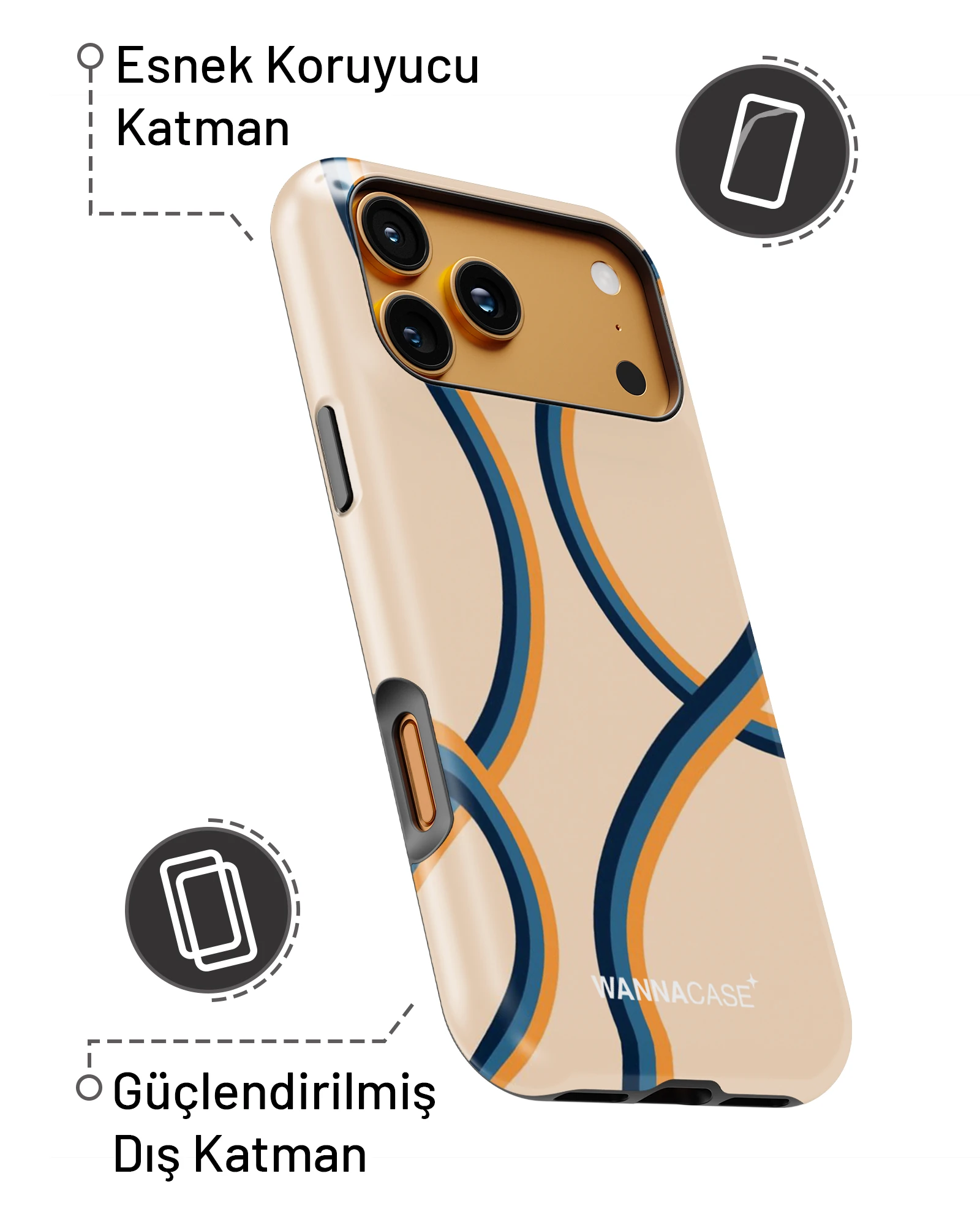 iPhone 16 Soft Waves Essential Tough Telefon Kılıfı