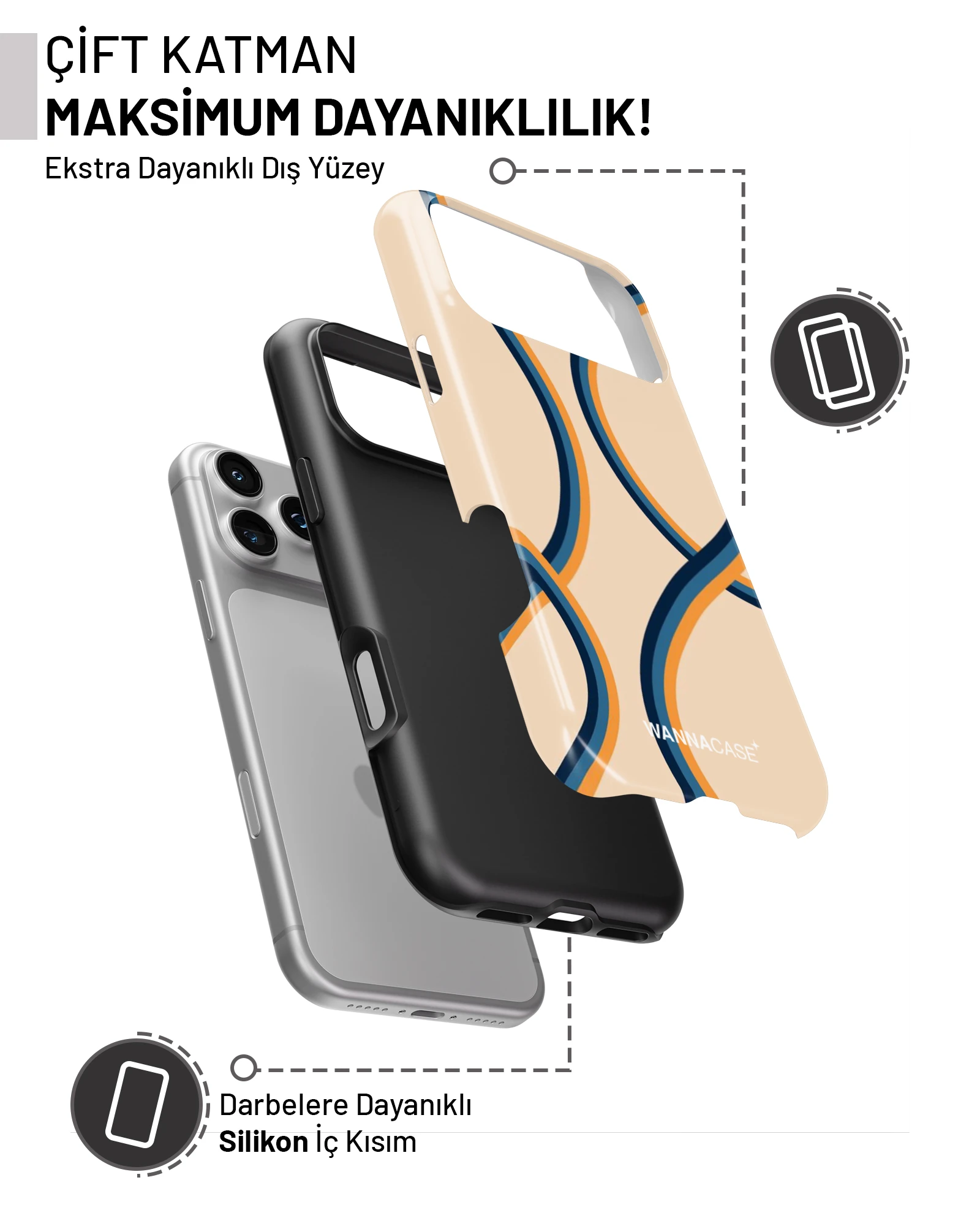 iPhone 16 Soft Waves Essential Tough Telefon Kılıfı