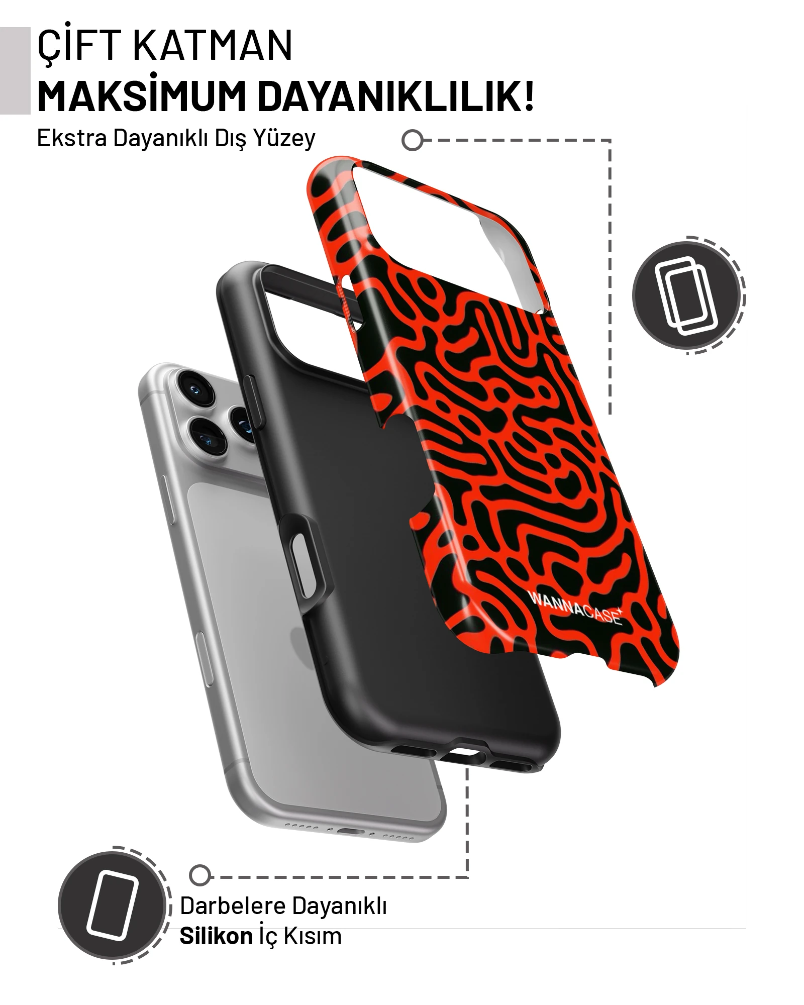 iPhone 16 Pulse Red Essential Tough Telefon Kılıfı