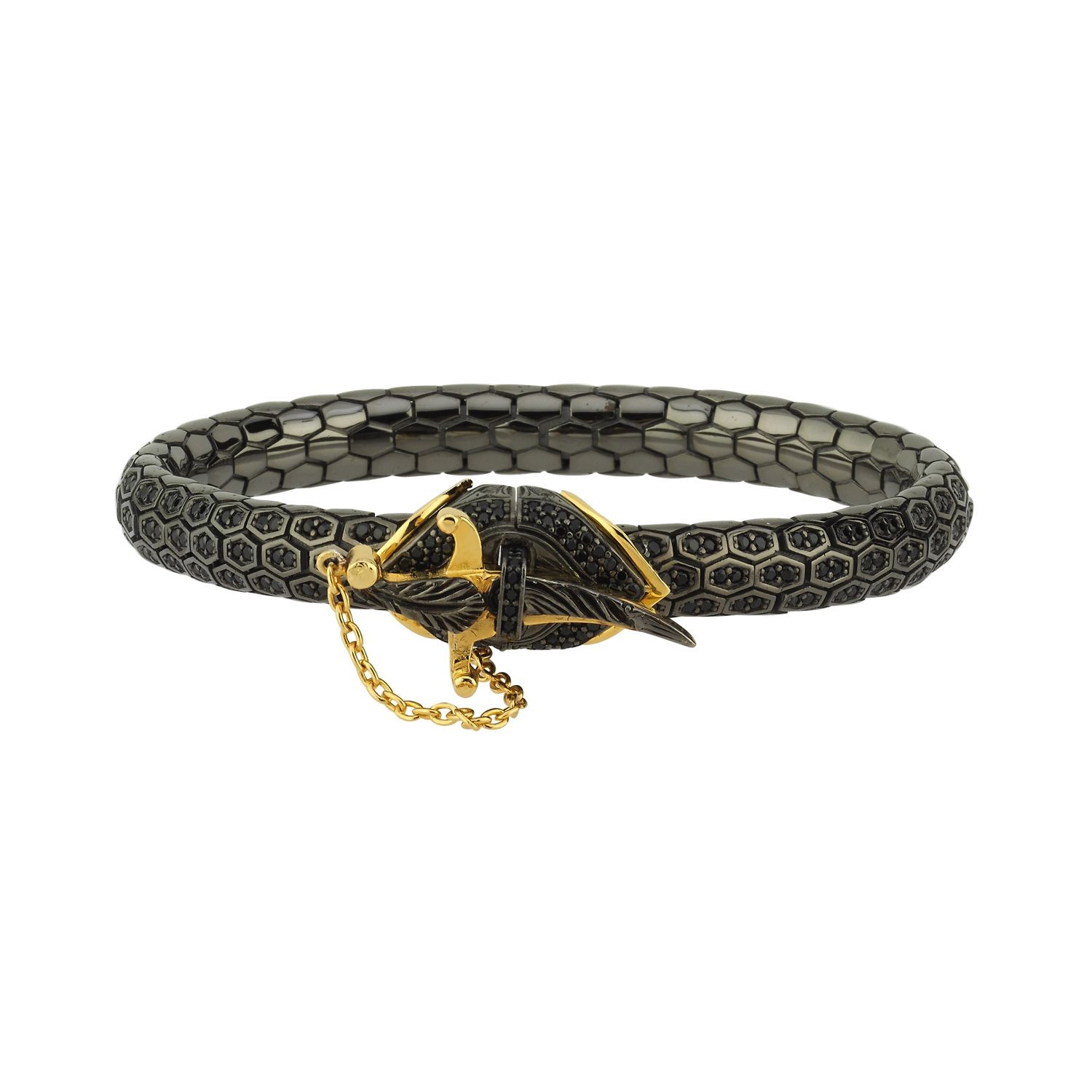 Warrior's Equipment Black Silver Bracelet with Zircon Diamond