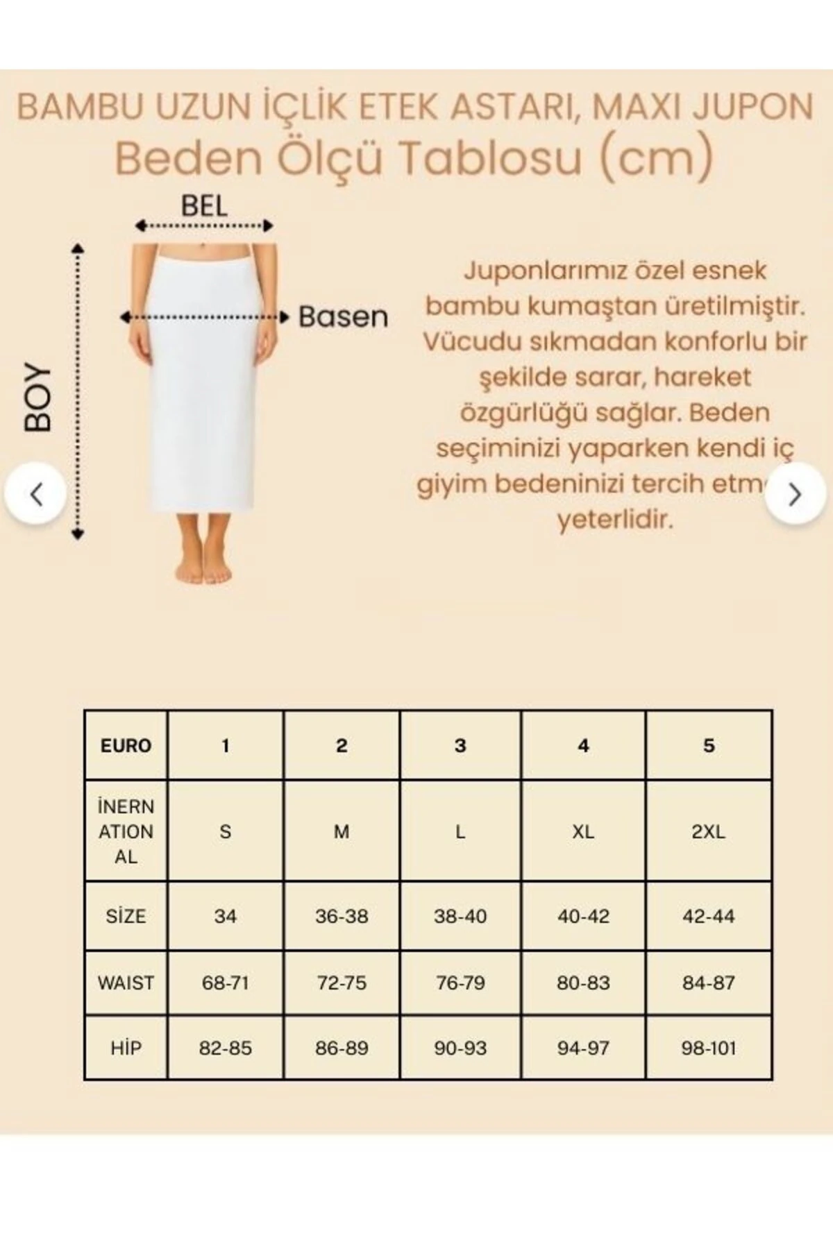 MODA BAMBU JUPON NEFES ALABİLİR KUMAŞ UZUN ETEK ASTARI