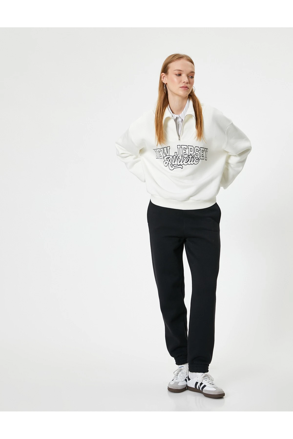 Şardonlu Jogger Eşofman Altı Yüksek Bel Cepli Rahat Kalıp