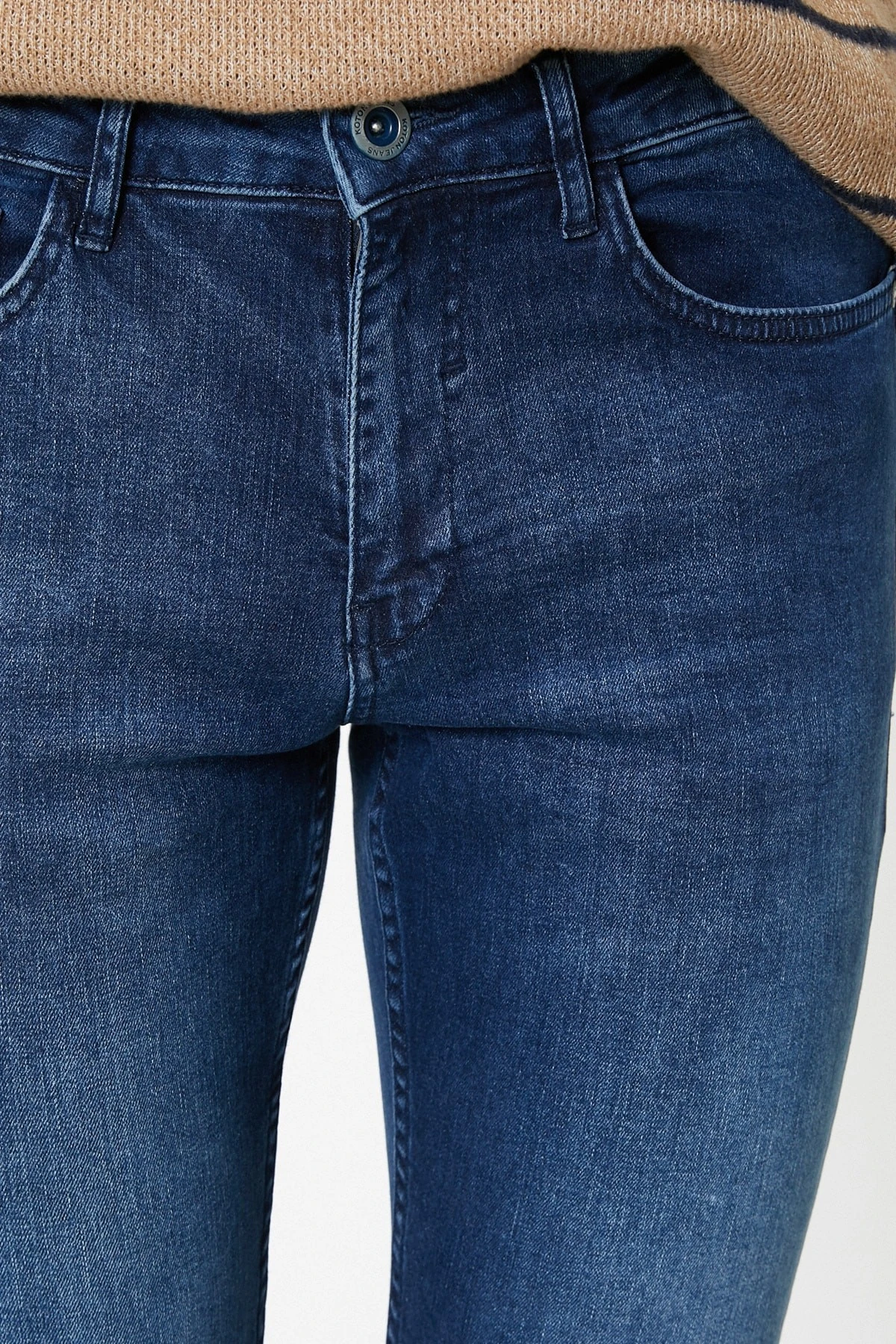 Erkek Mavi Super Skinny Cepli Pantolon