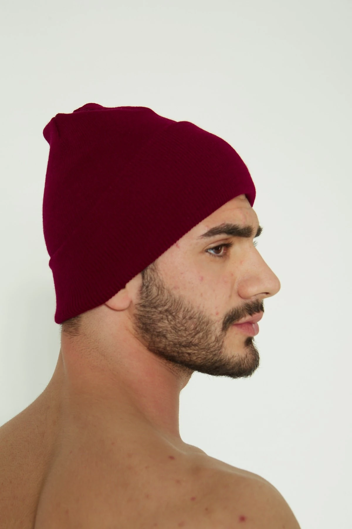 Unisex Bordo Katlamalı Bere