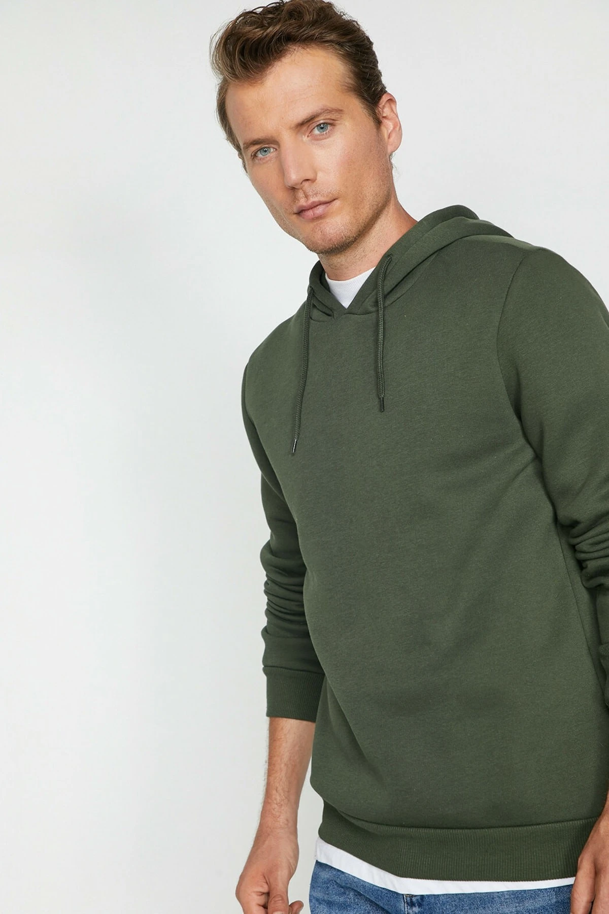 Erkek Gri Kapüsonlu Sweatshirt 0KAM71593LK