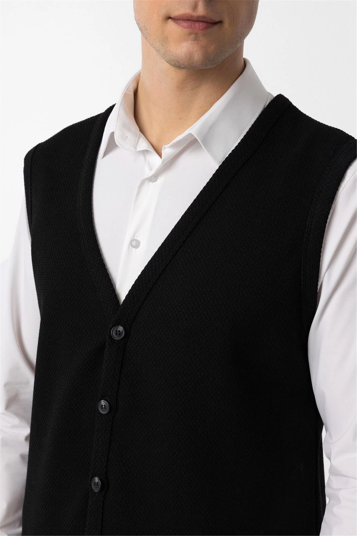 Regular Kalıp Kapitone Desenli V Yaka Yelek