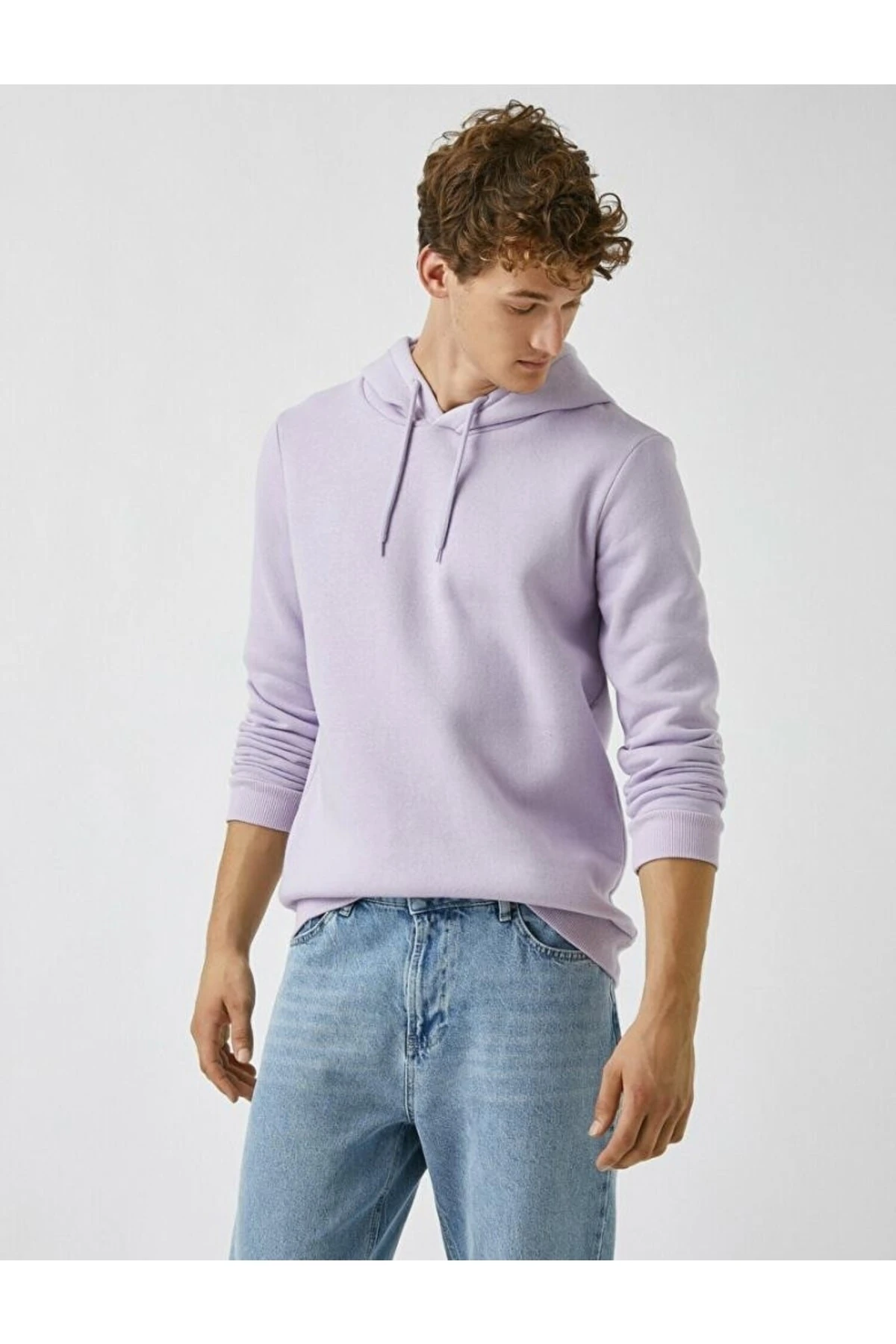 Erkek Deve Tüyü Basic Sweatshirt Kapüşonlu