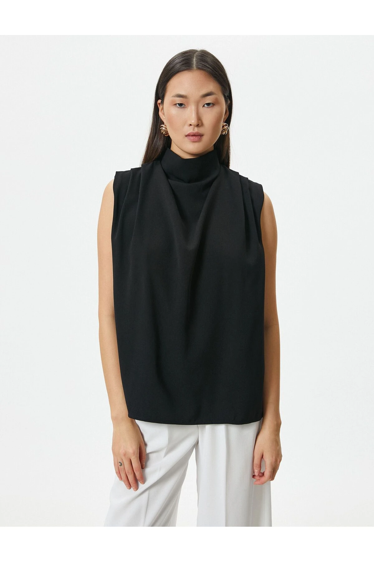 Drape Yaka Bluz Kolsuz