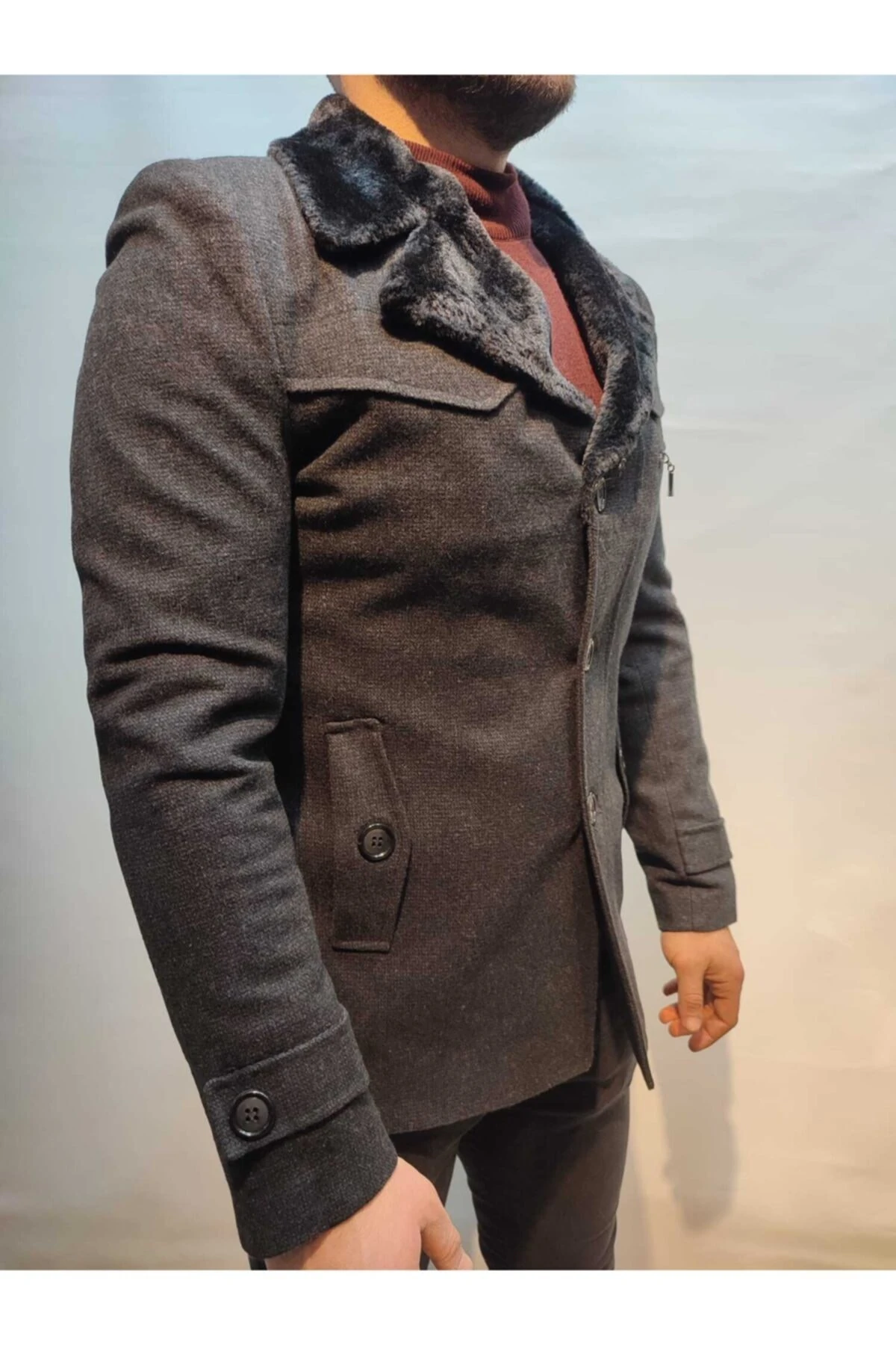 Peluş Yaka Spor Kaşe Kaban Yeni Sezon Sınırlı Üretim