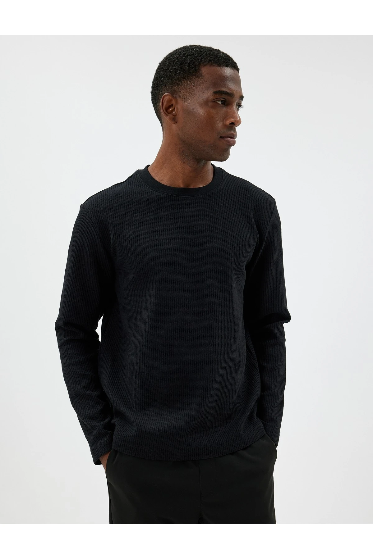 Bisiklet Yaka Kazak Dokulu Pamuk Karışımlı