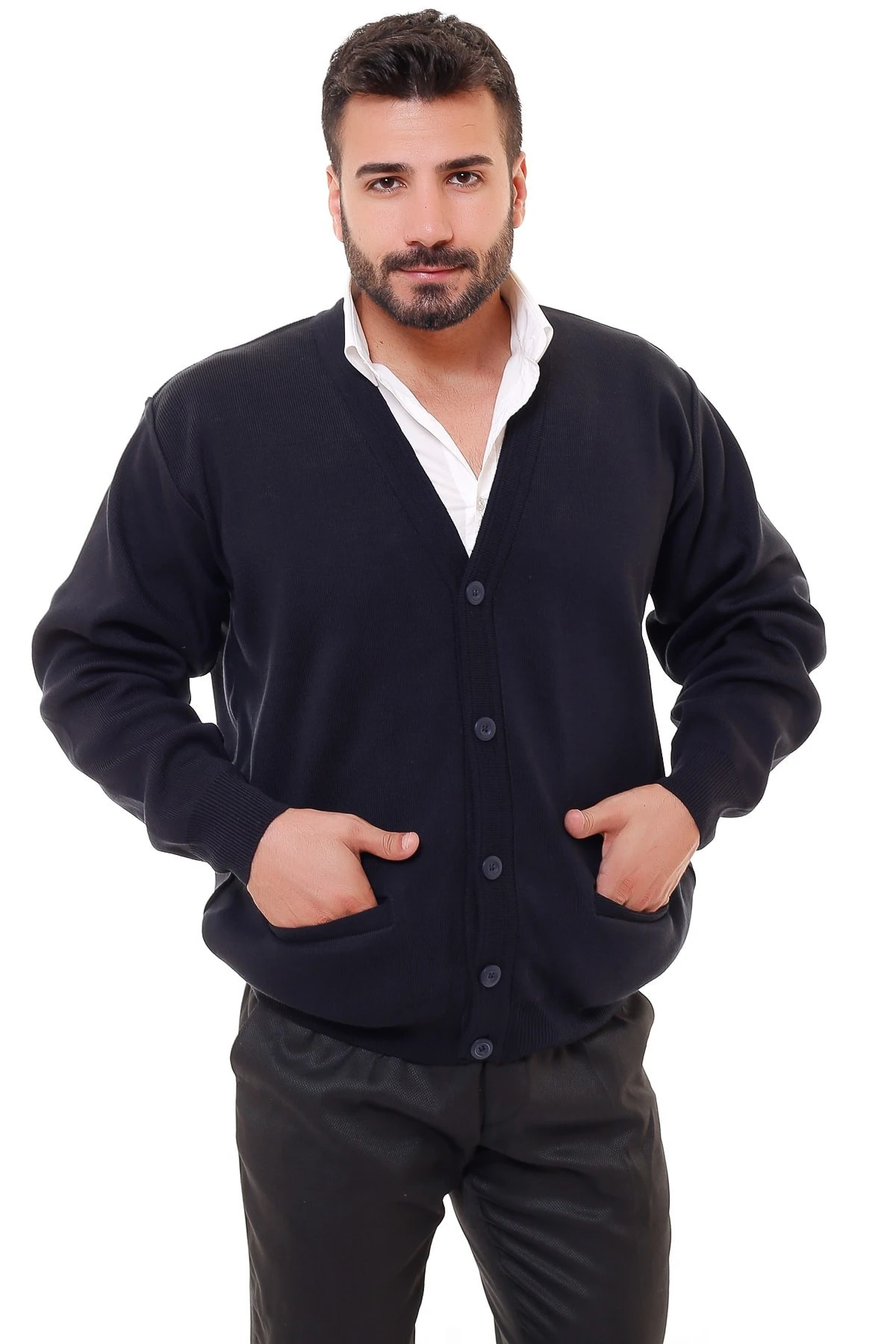 Düğmeli Çelik Örgü Erkek Hırka