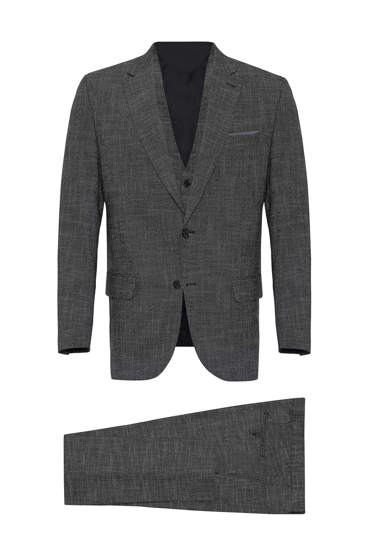 Süvari Regular Kalıp Armürlü Yelekli Takım Elbise